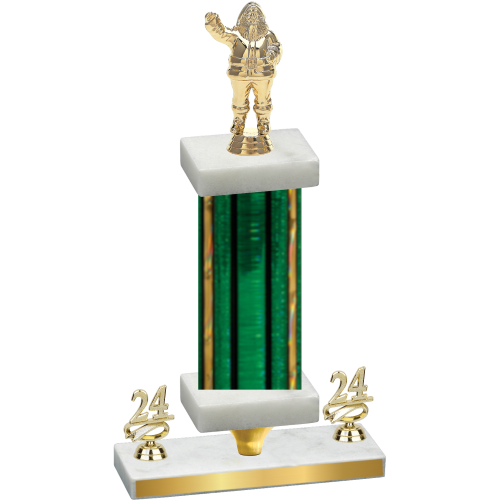 Premium Single Green Glacier Year Holiday Trophy