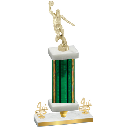 Premium Single Green Glacier Fourth Place Basketball Trophy