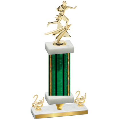 Premium Single Green Glacier Second Place Flag Football Trophy