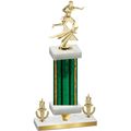 Premium Single Green Glacier Victory Flag Football Trophy
