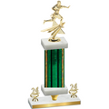 Premium Single Green Glacier Year Flag Football Trophy