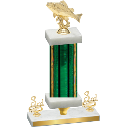 Premium Single Green Glacier Third Place Fishing Trophy