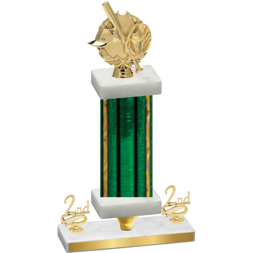 Premium Single Green Glacier Second Place Baseball Trophy
