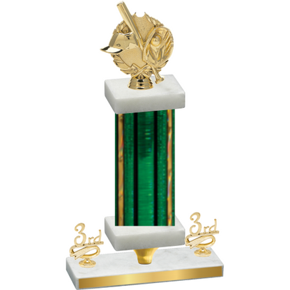 Premium Single Green Glacier Third Place Baseball Trophy