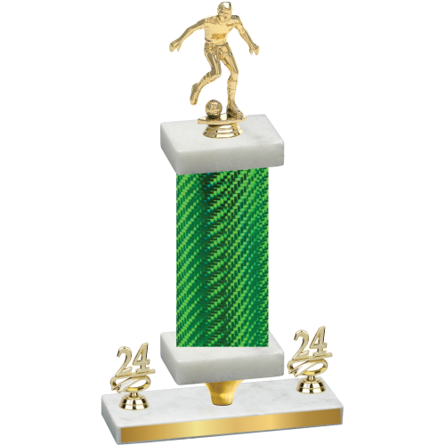 Premium Single Green Carbon Fiber Year Soccer Trophy