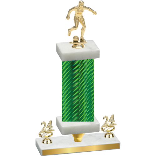 Premium Single Green Carbon Fiber Year Soccer Trophy
