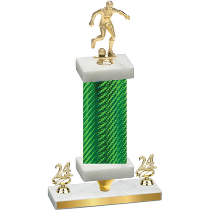 Premium Single Green Carbon Fiber Year Soccer Trophy