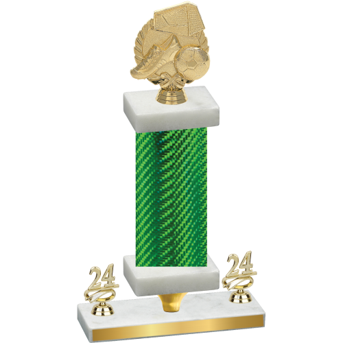 Premium Single Green Carbon Fiber Year Soccer Trophy