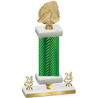 Premium Single Green Carbon Fiber Year Soccer Trophy