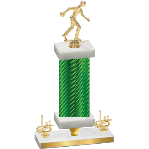 Premium Single Green Carbon Fiber First Place Bowling Trophy