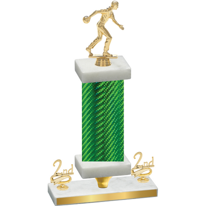 Premium Single Green Carbon Fiber Second Place Bowling Trophy