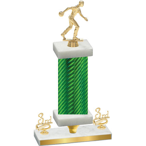 Premium Single Green Carbon Fiber Third Place Bowling Trophy