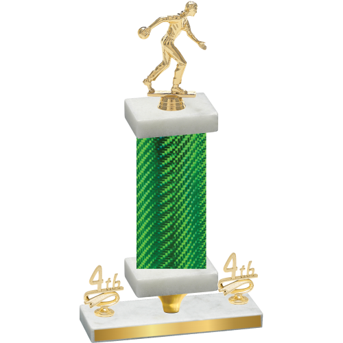 Premium Single Green Carbon Fiber Fourth Place Bowling Trophy