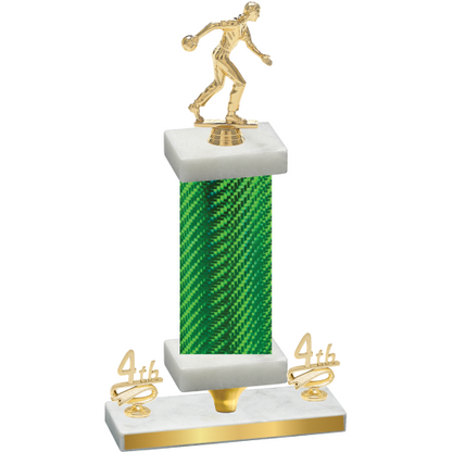 Premium Single Green Carbon Fiber Fourth Place Bowling Trophy