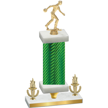 Premium Single Green Carbon Fiber Victory Bowling Trophy