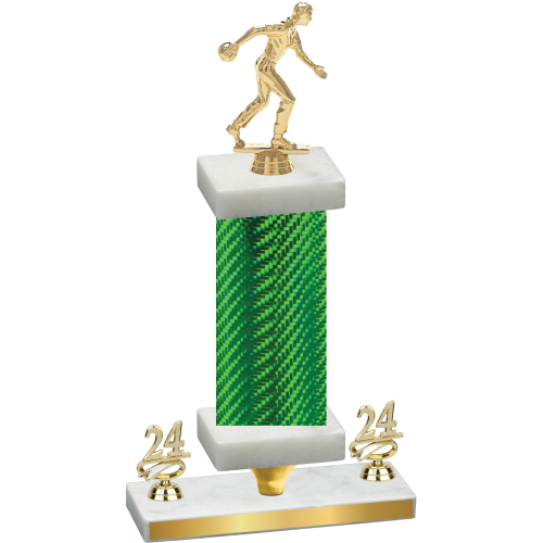 Premium Single Green Carbon Fiber Year Bowling Trophy