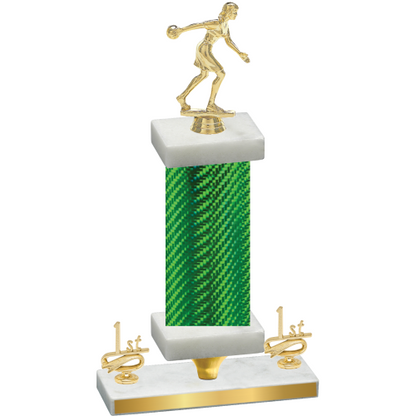 Premium Single Green Carbon Fiber First Place Bowling Trophy