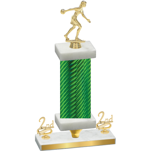 Premium Single Green Carbon Fiber Second Place Bowling Trophy