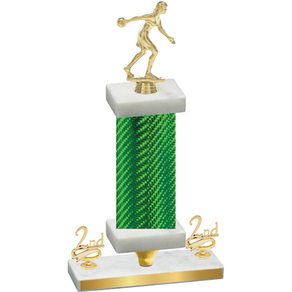 Premium Single Green Carbon Fiber Second Place Bowling Trophy