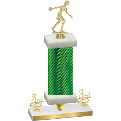 Premium Single Green Carbon Fiber Third Place Bowling Trophy