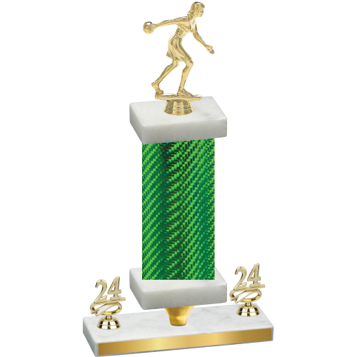 Premium Single Green Carbon Fiber Year Bowling Trophy