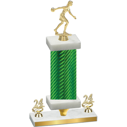 Premium Single Green Carbon Fiber Year Bowling Trophy