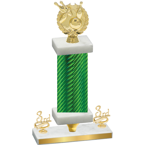 Premium Single Green Carbon Fiber Third Place Bowling Trophy