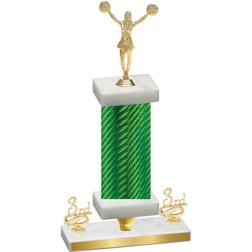 Premium Single Green Carbon Fiber Third Place Cheerleading Trophy
