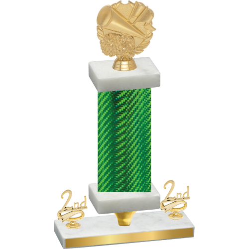 Premium Single Green Carbon Fiber Second Place Cheerleading Trophy