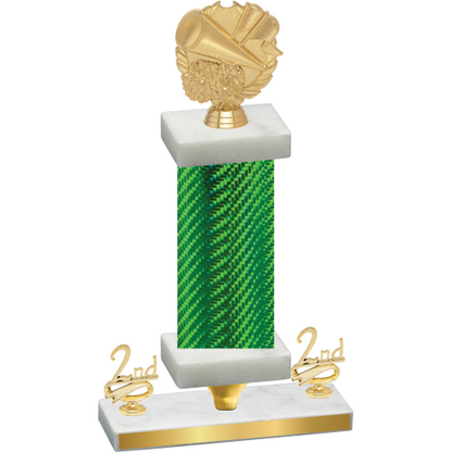 Premium Single Green Carbon Fiber Second Place Cheerleading Trophy