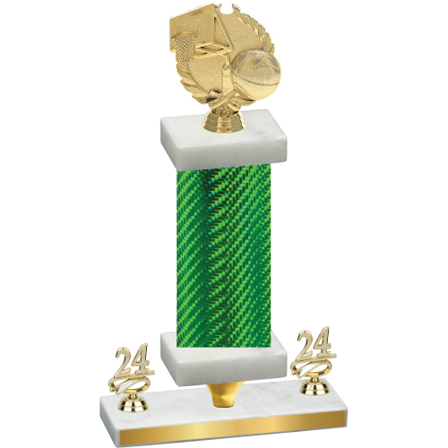 Premium Single Green Carbon Fiber Year Basketball Trophy