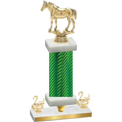 Premium Single Green Carbon Fiber Second Place Horses Trophy