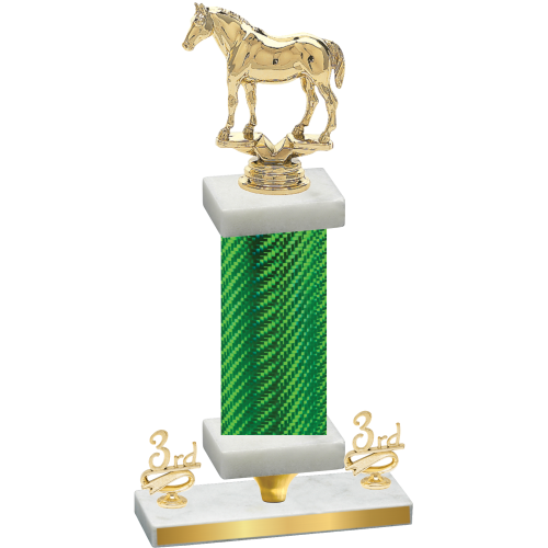 Premium Single Green Carbon Fiber Third Place Horses Trophy