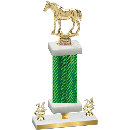 Premium Single Green Carbon Fiber Year Horses Trophy