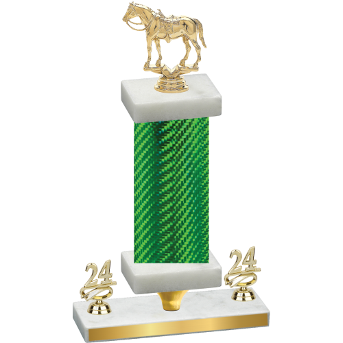 Premium Single Green Carbon Fiber Year Horses Trophy