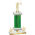 Premium Single Green Carbon Fiber Fourth Place Archery Trophy