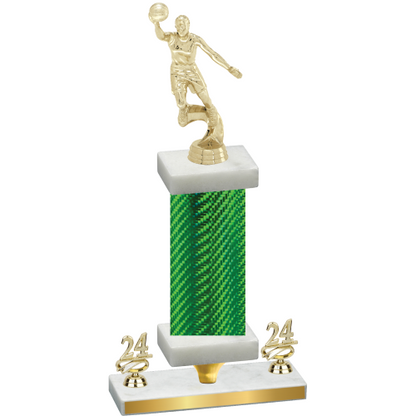 Premium Single Green Carbon Fiber Year Basketball Trophy