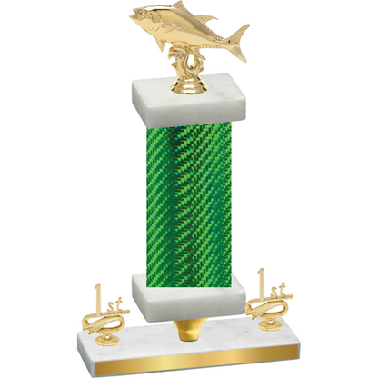 Premium Single Green Carbon Fiber First Place Fishing Trophy
