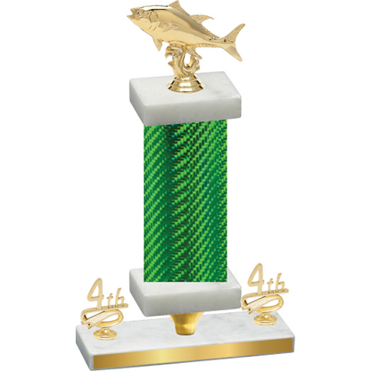 Premium Single Green Carbon Fiber Fourth Place Fishing Trophy