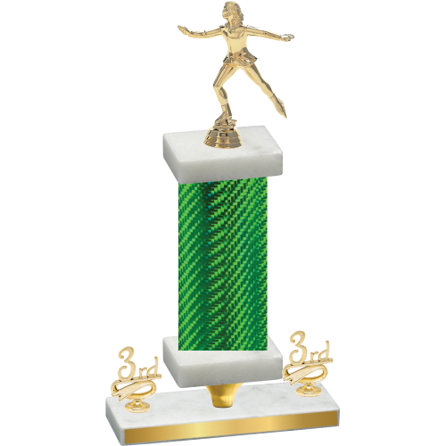 Premium Single Green Carbon Fiber Third Place Skater Trophy