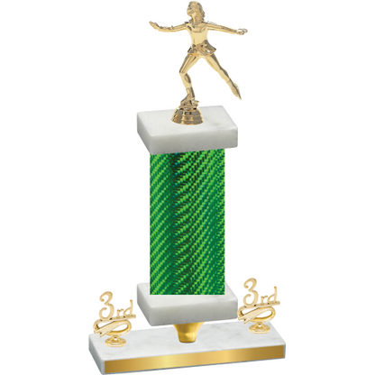 Premium Single Green Carbon Fiber Third Place Skater Trophy