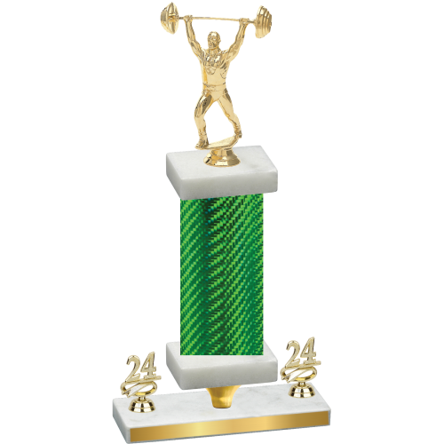 Premium Single Green Carbon Fiber Year Weights Trophy