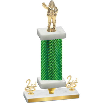Premium Single Green Carbon Fiber Second Place Holiday Trophy