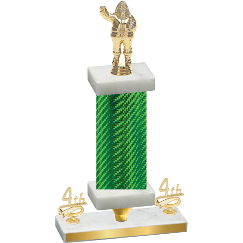 Premium Single Green Carbon Fiber Fourth Place Holiday Trophy