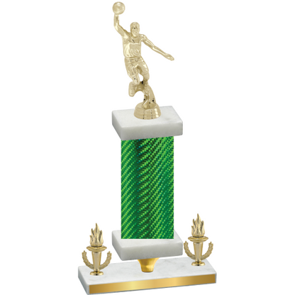 Premium Single Green Carbon Fiber Victory Basketball Trophy