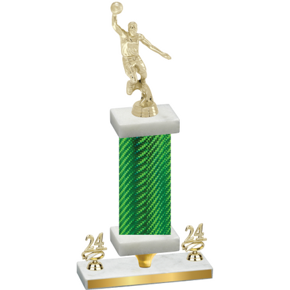 Premium Single Green Carbon Fiber Year Basketball Trophy