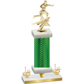 Premium Single Green Carbon Fiber First Place Flag Football Trophy