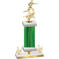 Premium Single Green Carbon Fiber Third Place Flag Football Trophy