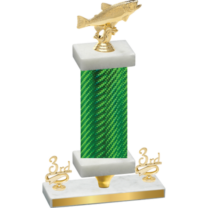 Premium Single Green Carbon Fiber Third Place Fishing Trophy