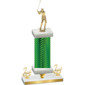 Premium Single Green Carbon Fiber Second Place Golf Trophy